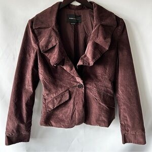 BCBGMaxAzria Women’s Brown Ruffle Collar Career Blazer Size Small